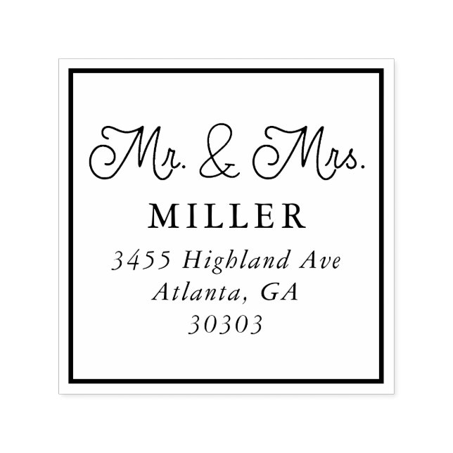 Tampon Auto-encreur M. et Mme Simple Script Adresse de retour (Design)