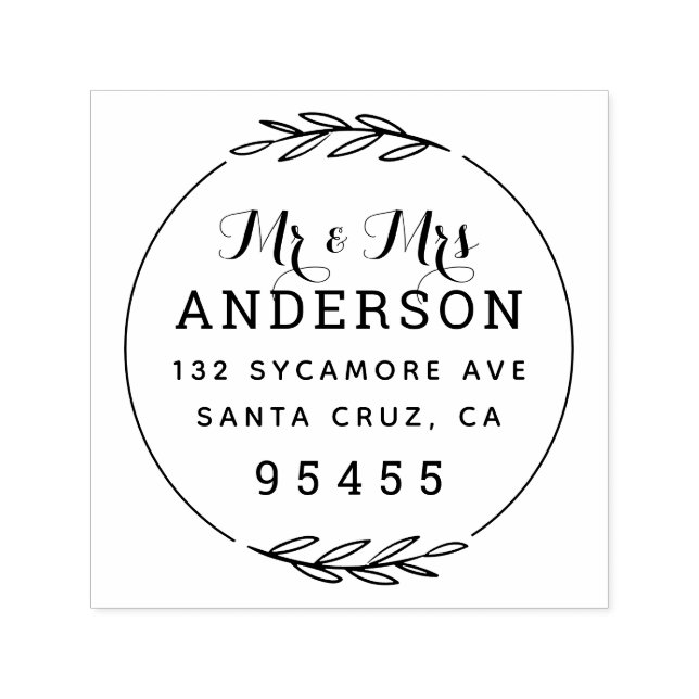 Tampon Auto-encreur M. & Mme | Rustic Married Couple Adresse de retour (Design)