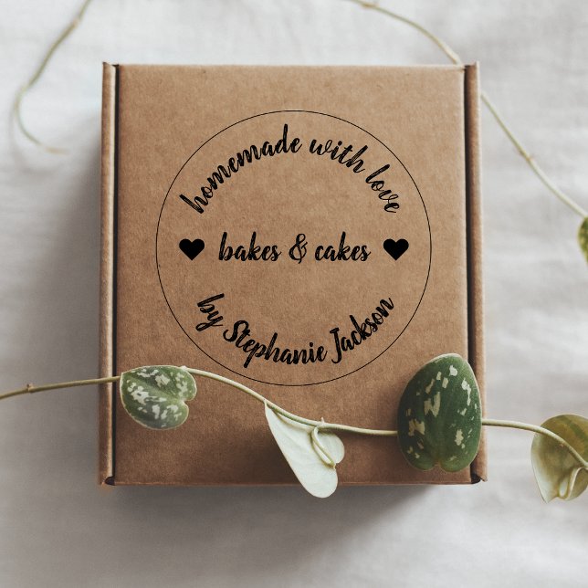 Tampon Auto-encreur Made with love | Homemade Baking Modern Heart (Créateur téléchargé)