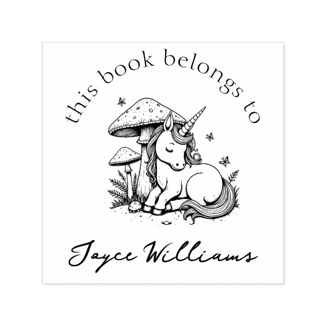 Tampon Auto-encreur Magic Baby Unicorn Toadstool & Butterflies Livre (Design)