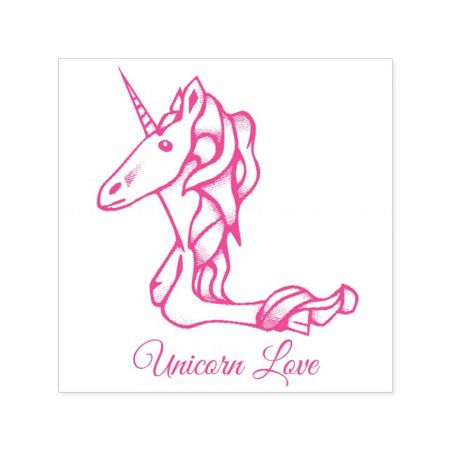 Tampon Auto-encreur Magique Mignonne Monogramme L Personnalisé Unicorn (Design)