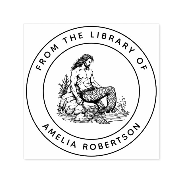 Tampon Auto-encreur Manly Merman Sculpté Abs et Chain on Rocks Livre (Design)