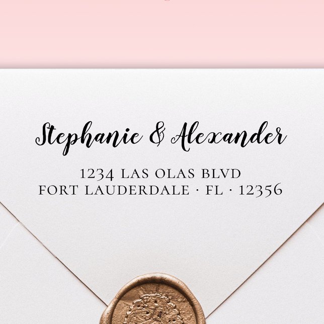 Tampon Auto-encreur Mariage Adresse de retour Modern Bold Script Self- (Créateur téléchargé)