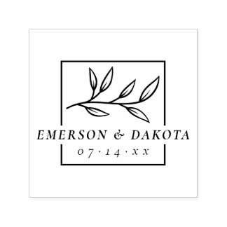 Tampon Auto-encreur Mariage botanique moderne personnalisé | Enregistr