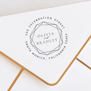 Tampon Auto-encreur Mariage d'adresse de retour de cadre et d'arrondi 