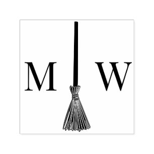 Tampon Auto-encreur Mariage de couple Jump the Broom 2 Monogramme init
