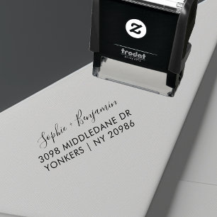 Tampon Auto-encreur Mariage de script moderne Adresse de retour
