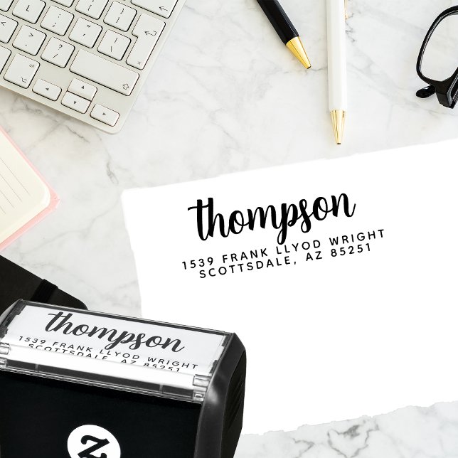 Tampon Auto-encreur Mariage de script moderne et élégant Adresse de re (Créateur téléchargé)