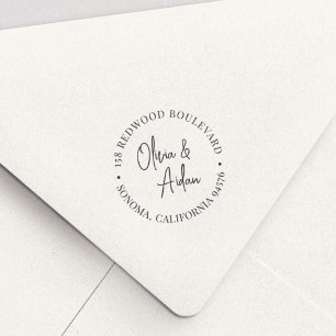 Tampon Auto-encreur Mariage manuscrit moderne Adresse de retour