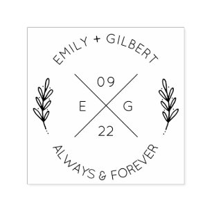 Tampon Auto-encreur Mariage minimal croisé X initiaux