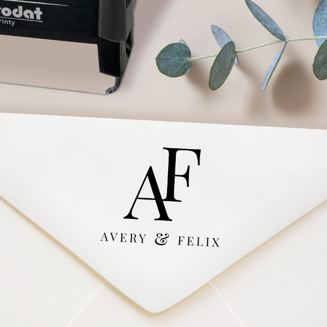 Tampon Auto-encreur Mariage Monogramme Elégant mariage Faveur (Créateur téléchargé)