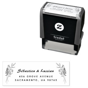 Tampon Auto-encreur mariage simple avec des fleurs