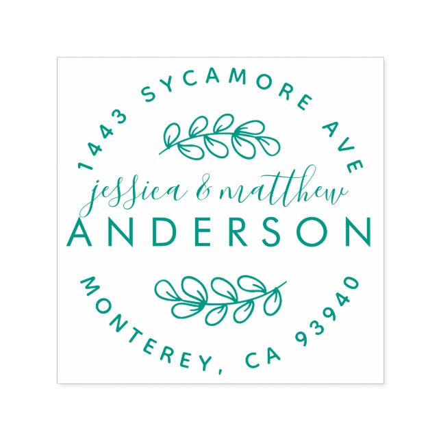 Tampon Auto-encreur Marié Couple Sweet Rustic Script Retourner l'adres (Design)