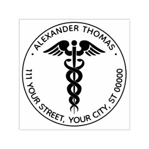 Tampon Auto-encreur Médicale Doctor Caduceus Nom Adresse