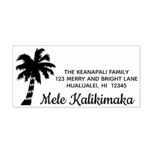 Tampon Auto-encreur Mele Kalikimaka Hawaii Xmas Adresse Timbre Palm