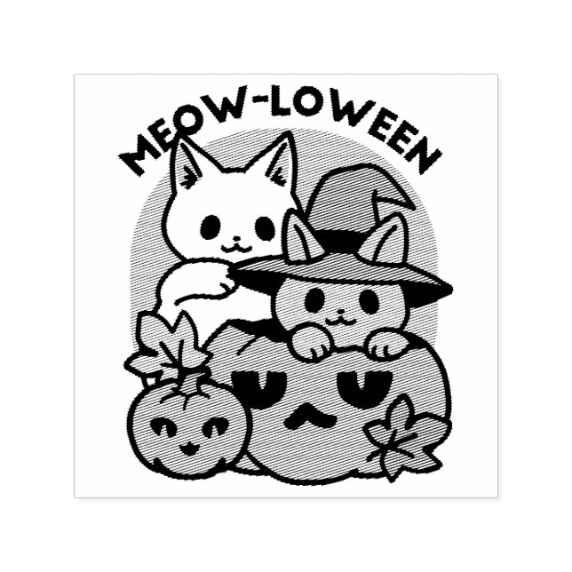 Tampon Auto-encreur Meow-Loween - Cute Halloween Conception Chat (Design)