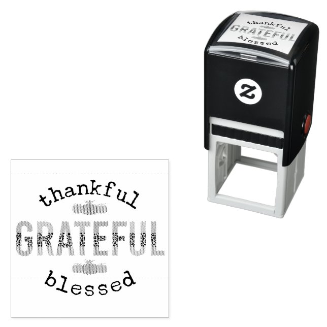Tampon Auto-encreur Merci Grateful Blessé mignon automne Thanksgiving (En situation)