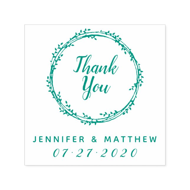 Tampon Auto-encreur Merci | Rustic Wreath Wedding Favor Cadeau Cadeau (Design)