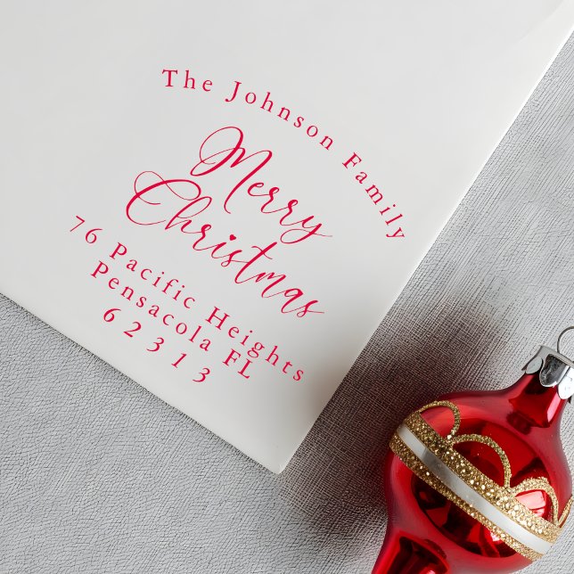 Tampon Auto-encreur MERRY CHRISTMAS Courbé Texte Nom et adresse de fam (Créateur téléchargé)