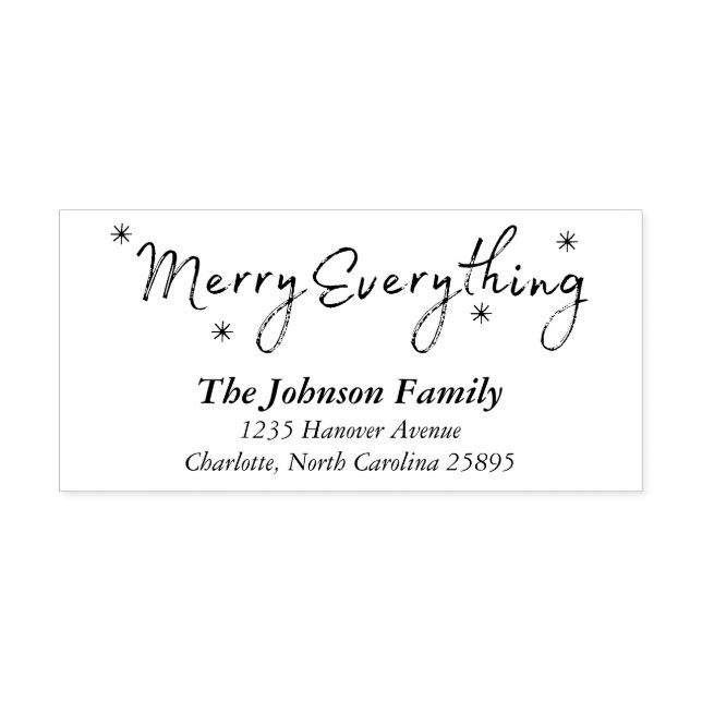 Tampon Auto-encreur Merry Everything Stars Christmas Holiday Adresse (Design)