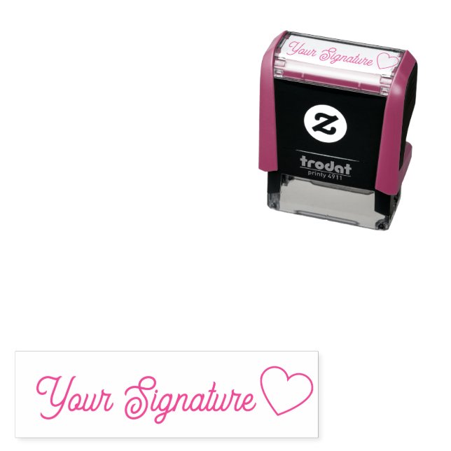 Tampon Auto-encreur Mini moderne Cursive Signature Script Coeur (En situation)