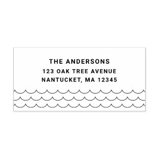 Tampon Auto-encreur Minimalist Waves Family Name Return Address