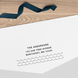 Tampon Auto-encreur Minimalist Waves Family Name Return Address