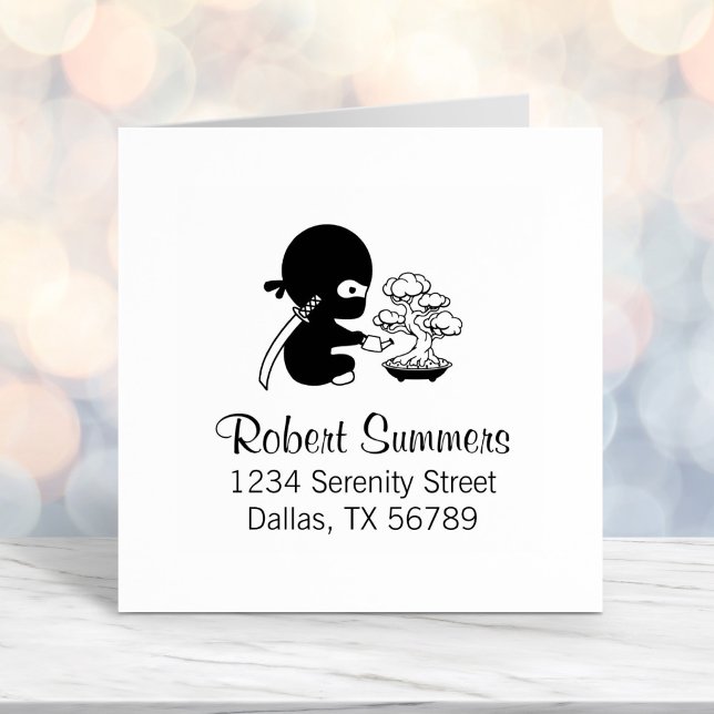 Tampon Auto-encreur Minuscule Ninja Waters Bonsai Tree Adresse (Créateur téléchargé)