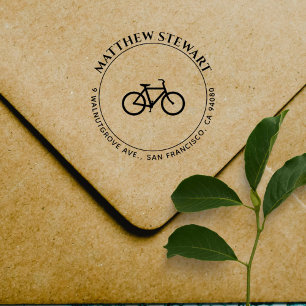 Tampon Auto-encreur Modern Bicycle Élégant Texte Personnalisé Adresse 