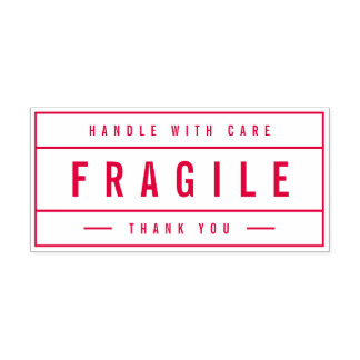 Tampon Auto-encreur Modern Border Bold Handle With Care Thank Fragile