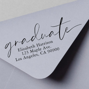 Tampon Auto-encreur Modern Chic Script Graduation Adresse de retour