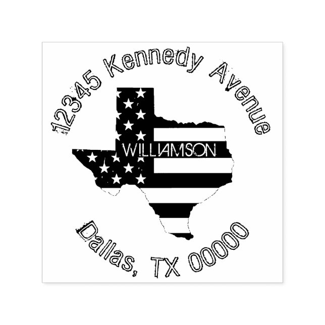 Tampon Auto-encreur Modern Patriotic Texas Flag Family Adresse de reto (Design)