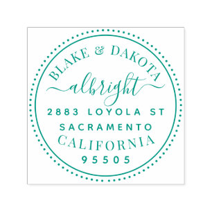 Tampon Auto-encreur Modern Round Elegant Marié Couple Adresse