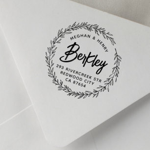 Tampon Auto-encreur Modern Rustic Wedding Names Return Address