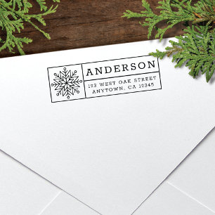 Tampon Auto-encreur Modern Snowflake Holiday Adresse de retour