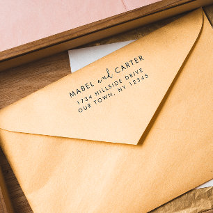 Tampon Auto-encreur Moderne minimaliste Élégant Simple Couple Mariage 