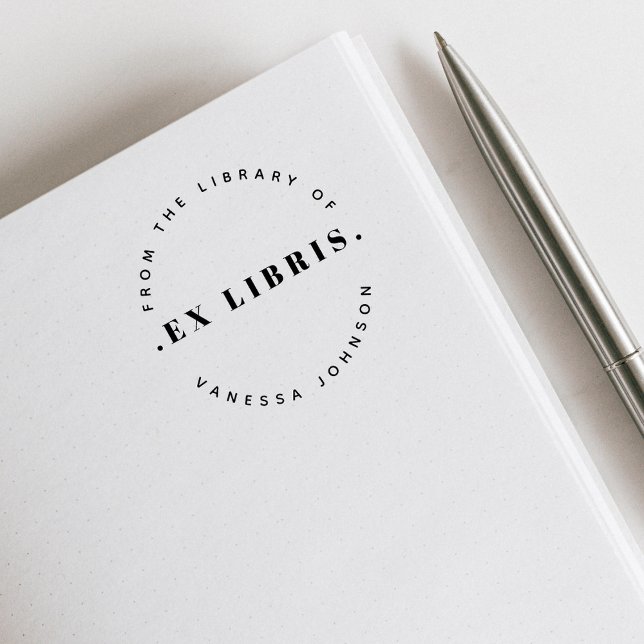 Tampon Auto-encreur Moderne Rétro Minimal Nom personnalisé Ex Libris L (Créateur téléchargé)