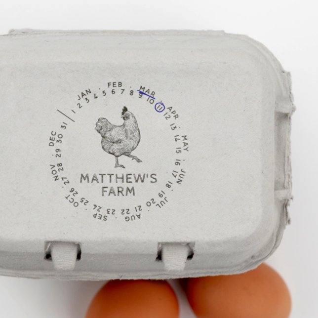 Tampon Auto-encreur Mois et date Oeuf de poulet rustique (Rubber Stamp Mock-up)