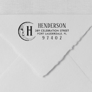 Tampon Auto-encreur Mois vintage Dessin Monogramme Nom Adresse de reto