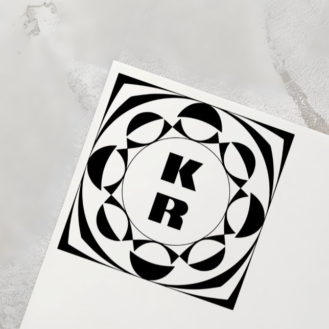 Tampon Auto-encreur Monogram Vertical Initials Self-Inking Stamp (Créateur téléchargé)