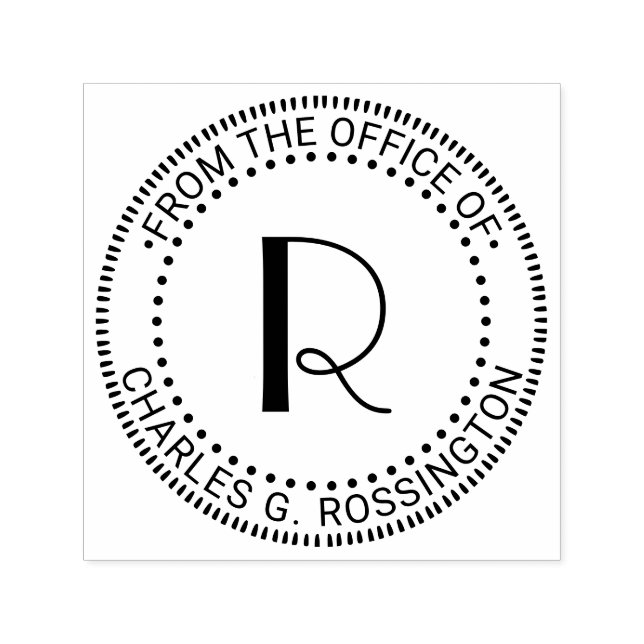 Tampon Auto-encreur Monogramme à lettre initiale unique «De la part du (Design)