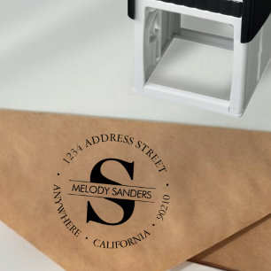 Tampon Auto-encreur Monogramme Adresse de retour Stamp en caoutchouc a