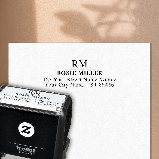 Tampon Auto-encreur Monogramme classique Adresse de retour simple (Classic Monogram Simple Return Address Self-inking Stamp)