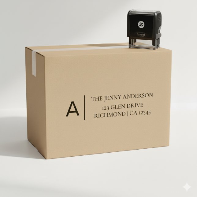 Tampon Auto-encreur Monogramme classique personnalisé Retour simple (Créateur téléchargé)