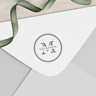 Tampon Auto-encreur Monogramme de bordure ronde classique