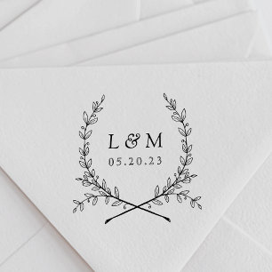 Tampon Auto-encreur Monogramme de mariage classique à la couronne de l