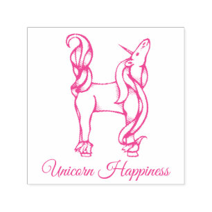 Tampon Auto-encreur Monogramme de mignonne magique H Bonheur Unicorne 