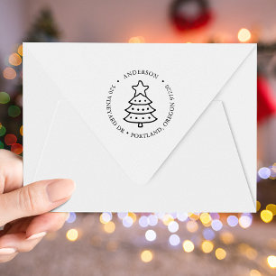 Tampon Auto-encreur Monogramme de Noël tiré à la main Adresse de retou