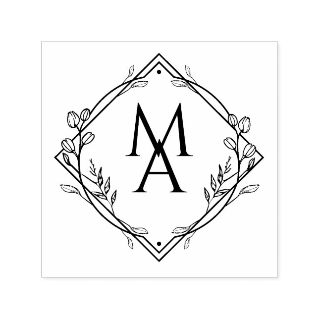 Tampon Auto-encreur Monogramme diamant floral (Design)
