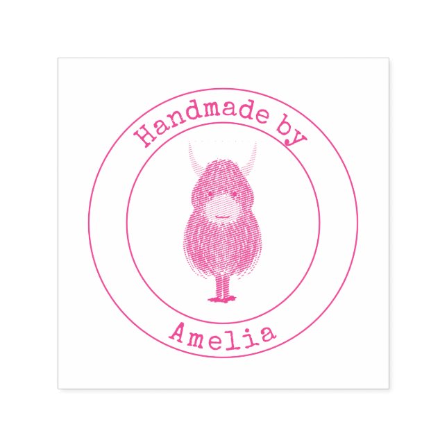 Tampon Auto-encreur Monogramme Highland Cow artisanal par (Design)